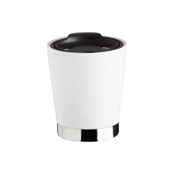 Copo térmico inox branco com logo empresa gravação UV