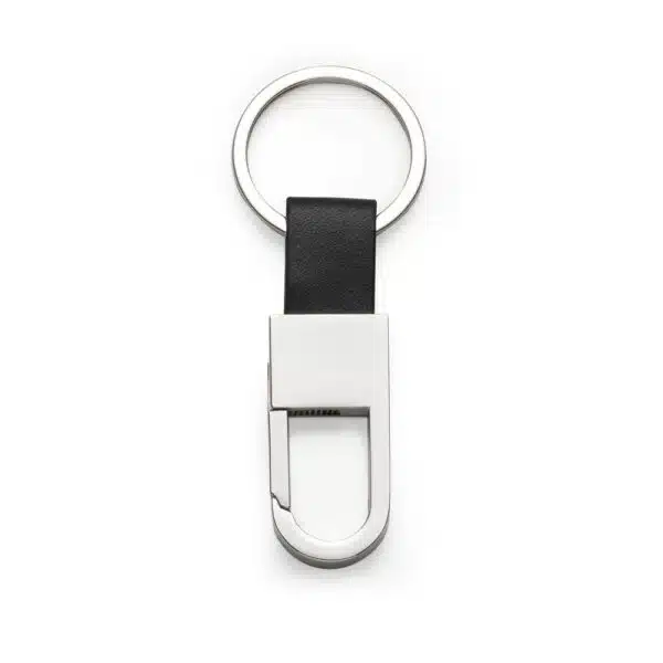 Chaveiro personalizado de metal prata com mosquetão para empresas