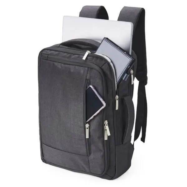 Mochila preta 21L personalização placa de metal