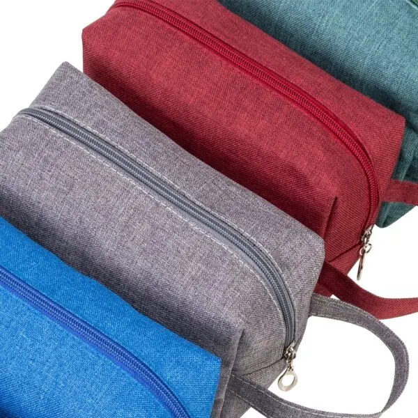 Nécessaire nylon verde com personalização silk 1 cor