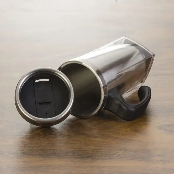 Brinde corporativo caneca inox verde com impressão silk 1 cor