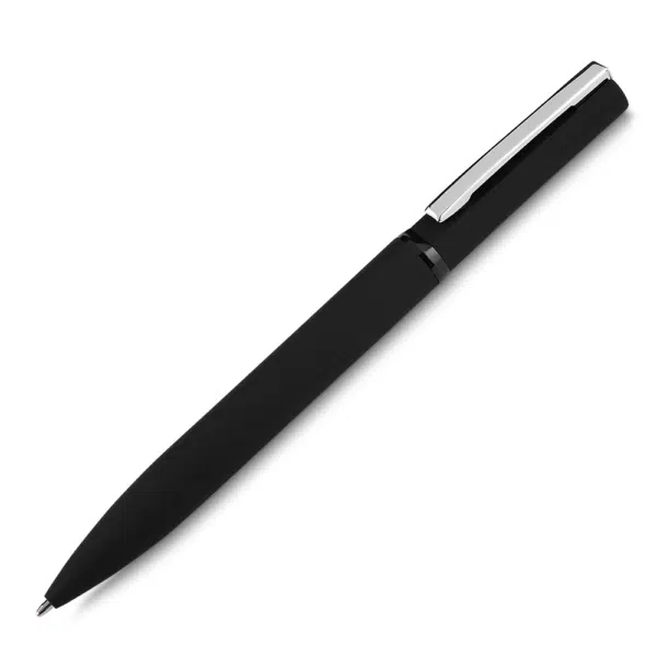 Caneta personalizada metal emborrachada luxo preta laser