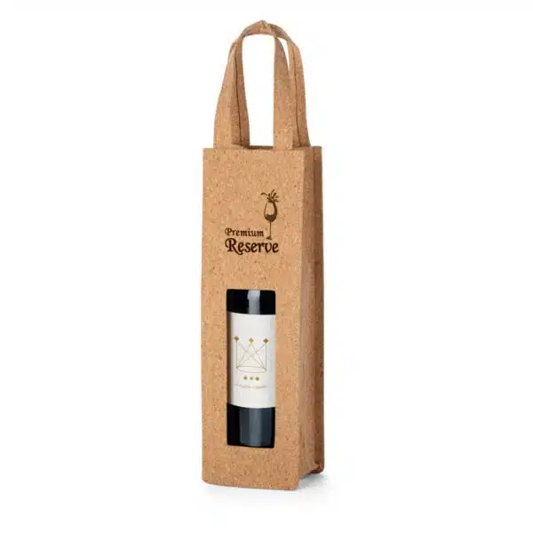 Sacola cortiça para vinho com logo por transfer