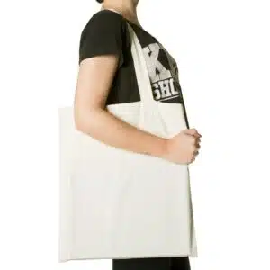 Sacola ecobag de algodão bege personalizada transfer colorido