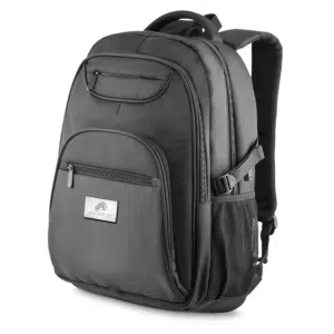Mochila personalizada preta para brindes corporativos