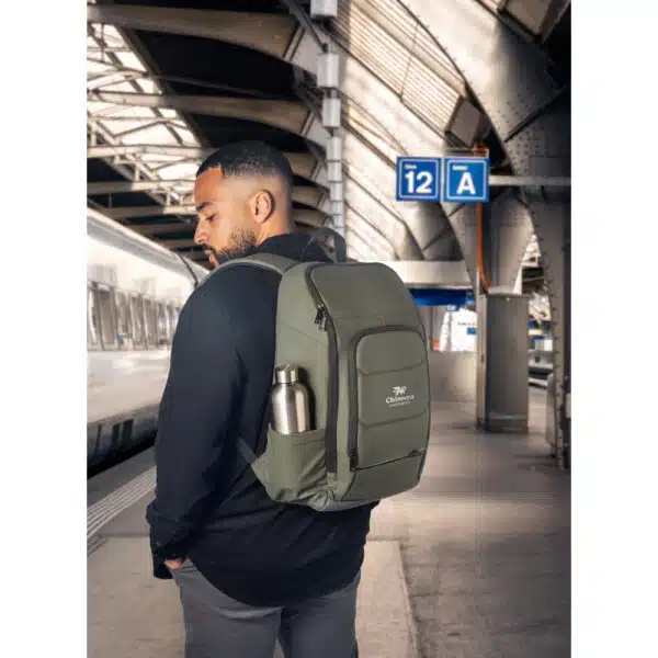 Mochila personalizada executiva verde escuro com logo