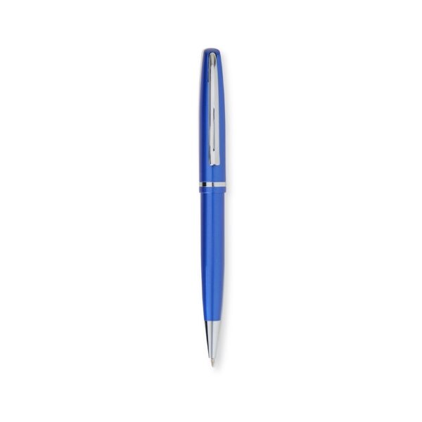 Conjunto caneta corporativa azul escuro com logo empresa