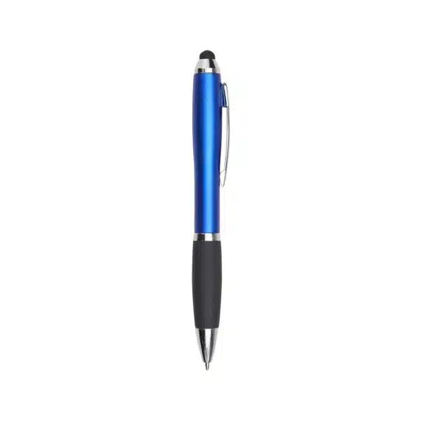 Caneta plástica azul com gravação UV digital empresa