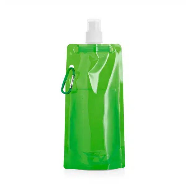 Detalhe do squeeze dobrável azul com gravação silk corporativa