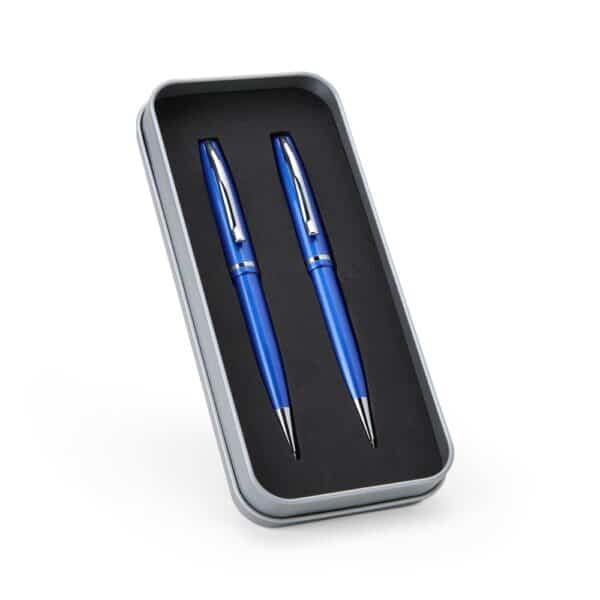 Conjunto caneta metal prata brinde corporativo personalizado