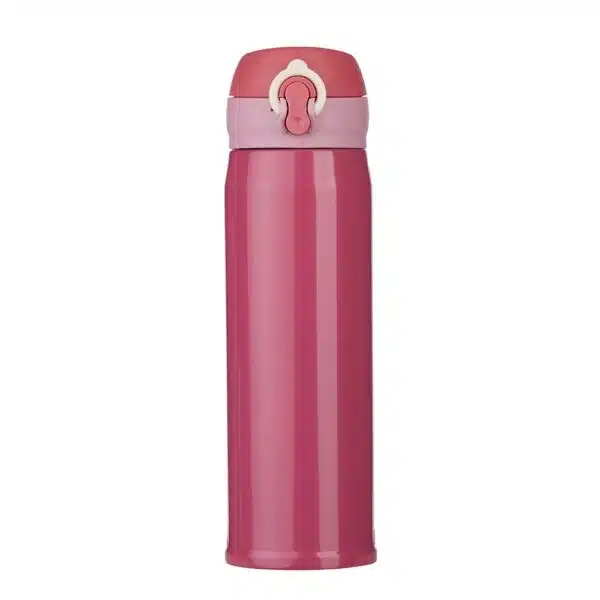 Garrafa inox rosa 400ml brinde com logo empresarial