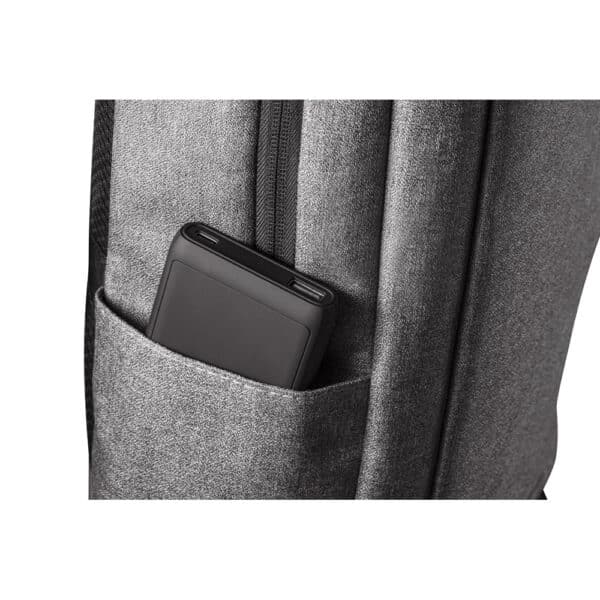 Mochila notebook corporativa cinza gravação placa metal