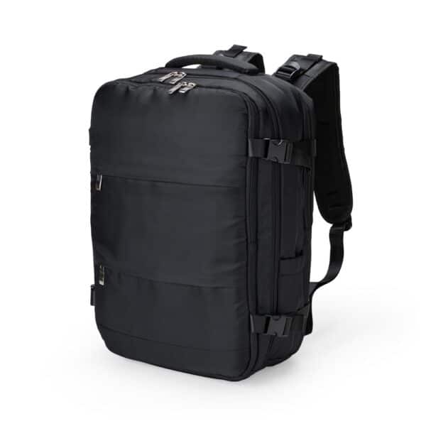 Mochila executiva preta com gravação silk corporativa