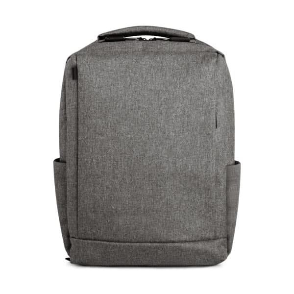 Mochila corporativa notebook cinza com placa de metal