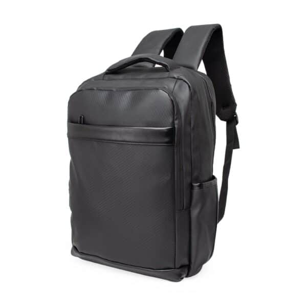 Mochila personalizada couro sintético 36L preta corporativa