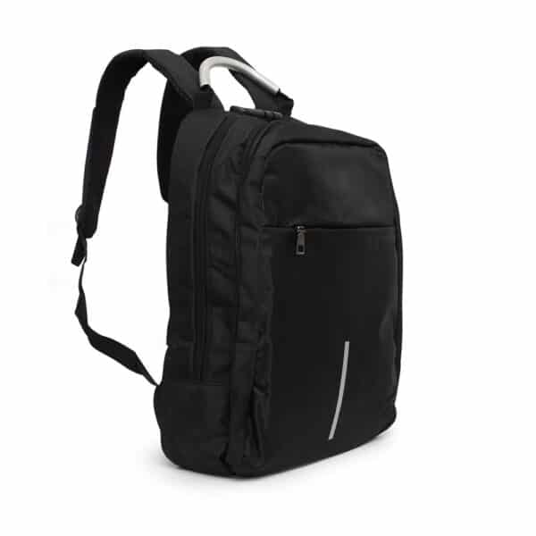 Mochila personalizada preta para brindes corporativos
