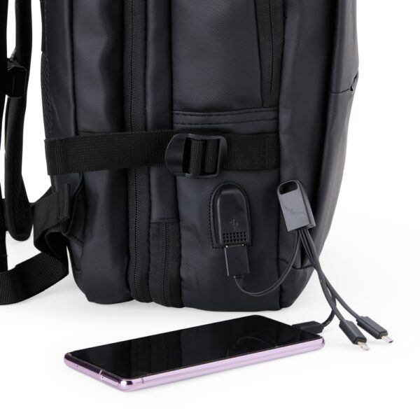 Brinde executivo mochila preta couro sintético gravada