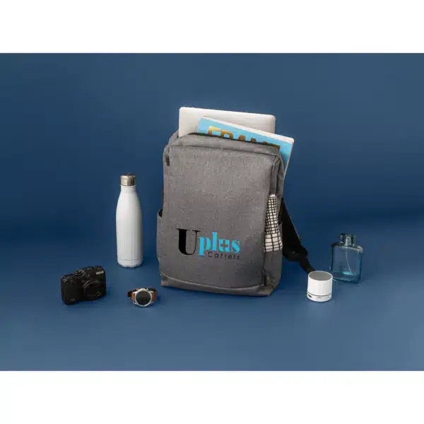 Mochila executiva 14L personalizada com logo preta cinza