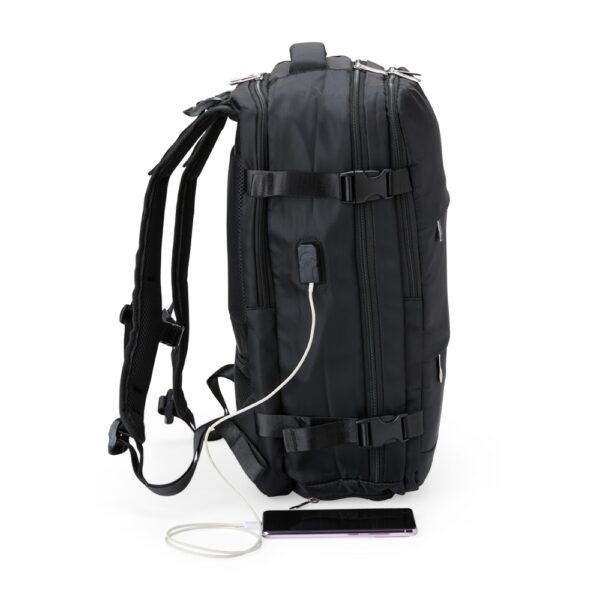 Mochila personalizada rosa com placa de metal e logo