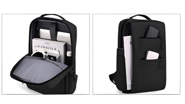 Mochila corporativa preta com gravação transfer para empresas