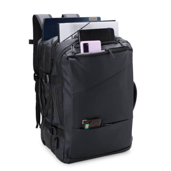 Mochila executiva expansível silk screen preta empresa