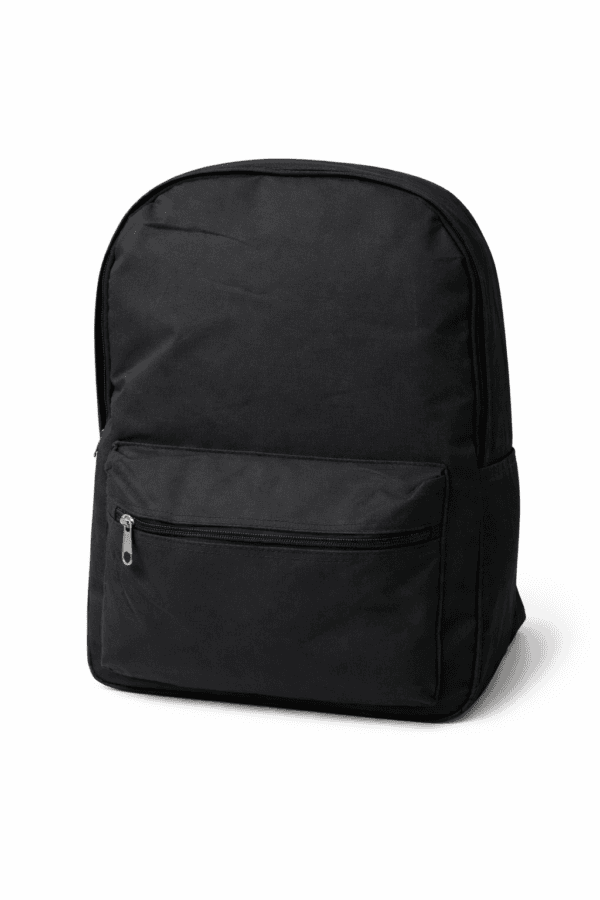 Mochila personalizada preta com transfer para brindes corporativos