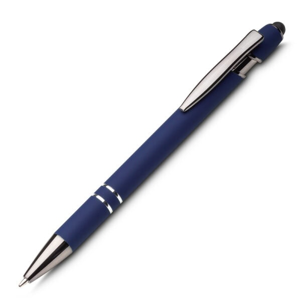 Brinde corporativo caneta metal azul gravação silk