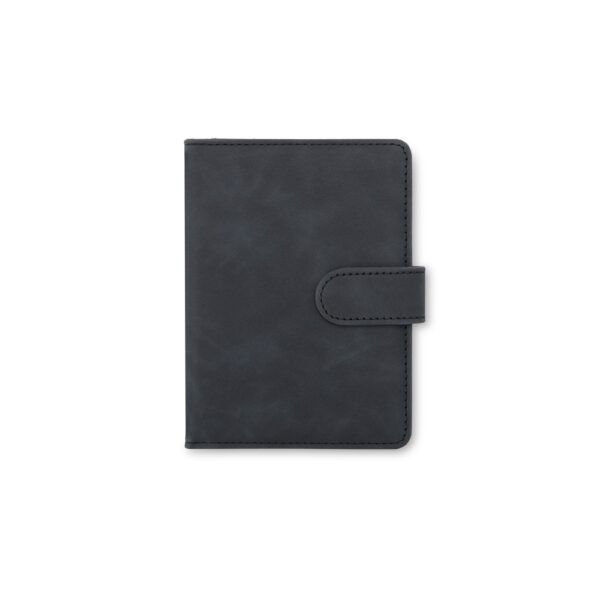 Porta passaporte couro sintético preto brinde corporativo silk