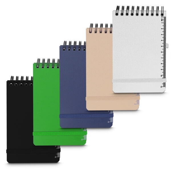 Caderno personalizado capa PP preto com pauta 14x9cm