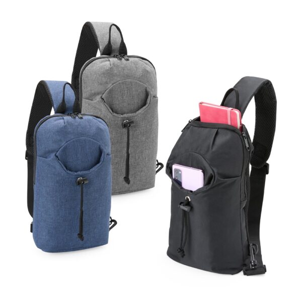 Mochila personalizada de ombro 5L azul com logo transfer