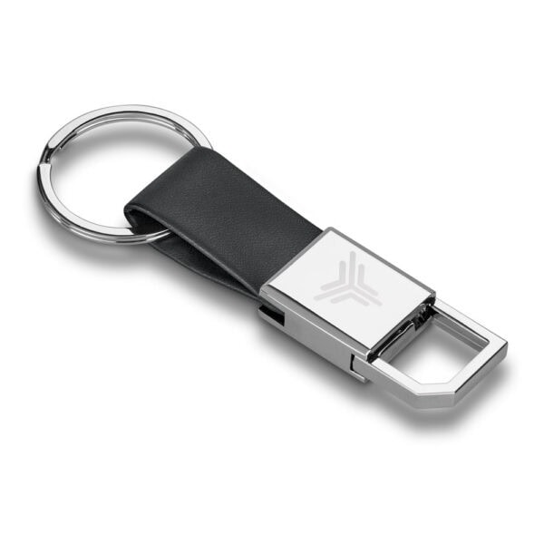 Chaveiro couro sintético preto personalizado para empresas B2B