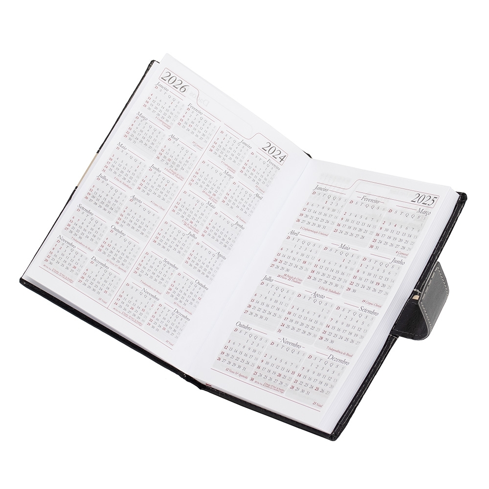 - Huble Brindes Corporativos (20x14 cm) | Agenda Personalizada Diária Anual Fecho Couro - HUBZB-13919 - Imagem 8
