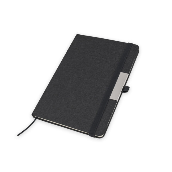 Caderno com logo empresarial e caneta personalizada azul