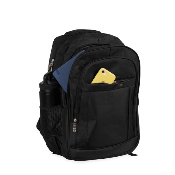 Brinde corporativo mochila preta personalizada silk