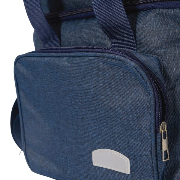 Bolsa térmica azul escuro com gravação para eventos B2B