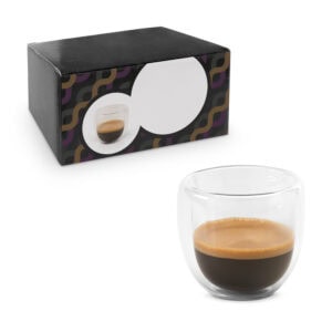 Kit Café Personalizado Conjunto 2 Copos Vidro 75ml Parede Dupla