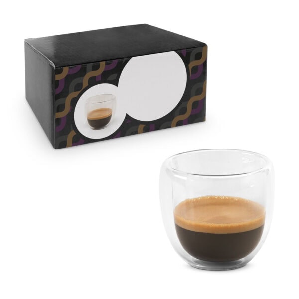 Kit Café Personalizado Conjunto 2 Copos Vidro 75ml Parede Dupla