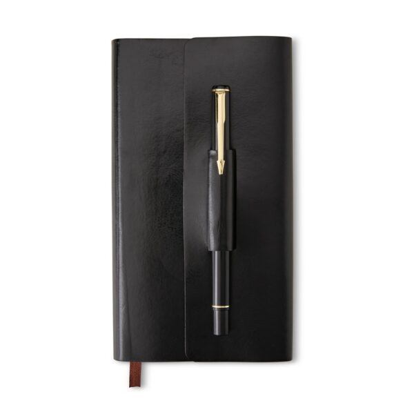 Caderno corporativo preto gravação laser com caneta inclusa