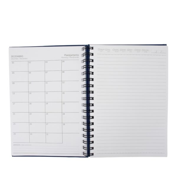 Caderno corporativo verde cromato gravação silk pauta