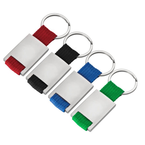 Chaveiro personalizado metal e fita nylon gravação laser