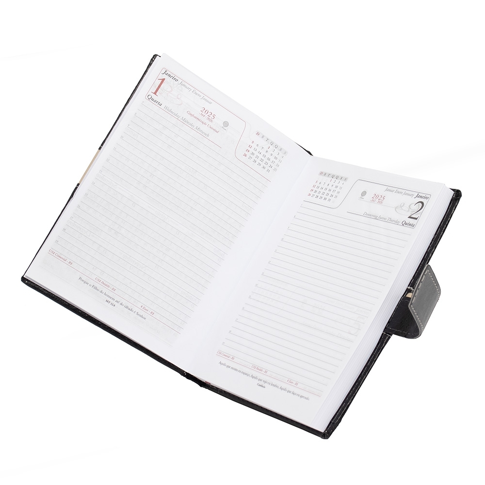 - Huble Brindes Corporativos (20x14 cm) | Agenda Personalizada Diária Anual Fecho Couro - HUBZB-13919 - Imagem 9