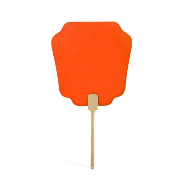 Leque papel laranja com silk screen para brindes e ações de marketing