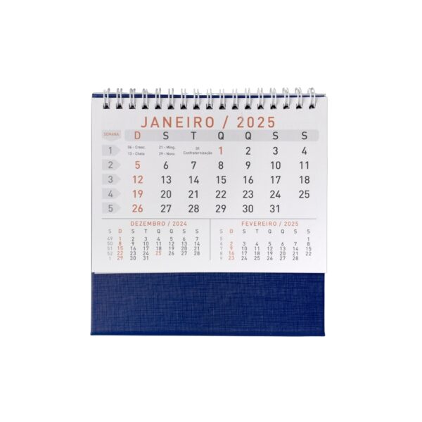Calendário de mesa vermelho com logomarca corporativa
