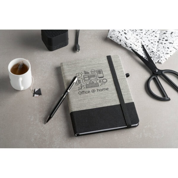 Caderno A5 personalizado azul transfer brinde empresa