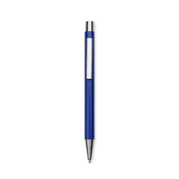 Caneta corporativa metal azul com logo empresa