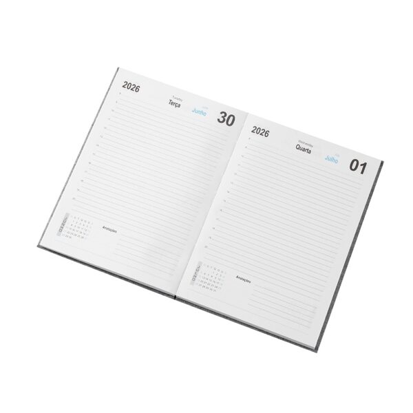 Agenda anual personalizada azul com logomarca em silk