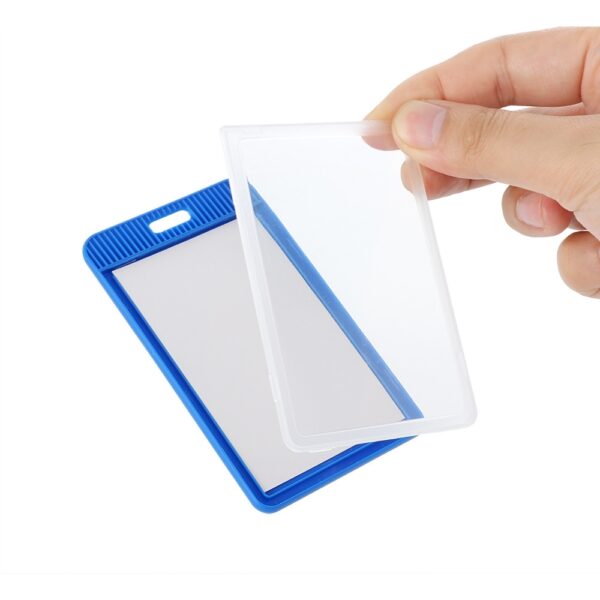 Porta crachá azul silk personalizado brinde empresa