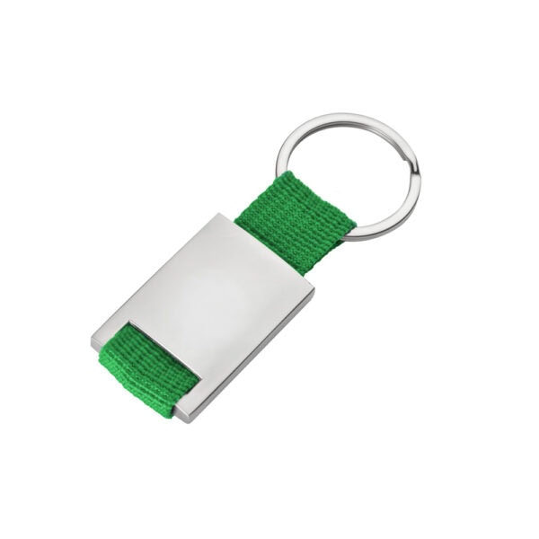 Chaveiro personalizado verde fita nylon brinde com gravação