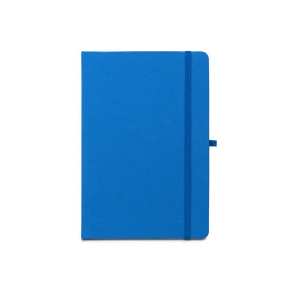 Detalhe do marcador de página no caderno A5 poliéster reciclado