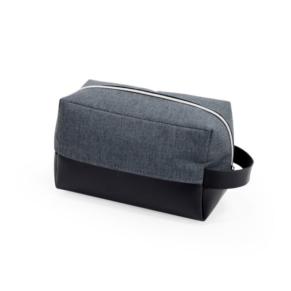 Necessaire nylon cinza com logo em silk para empresas